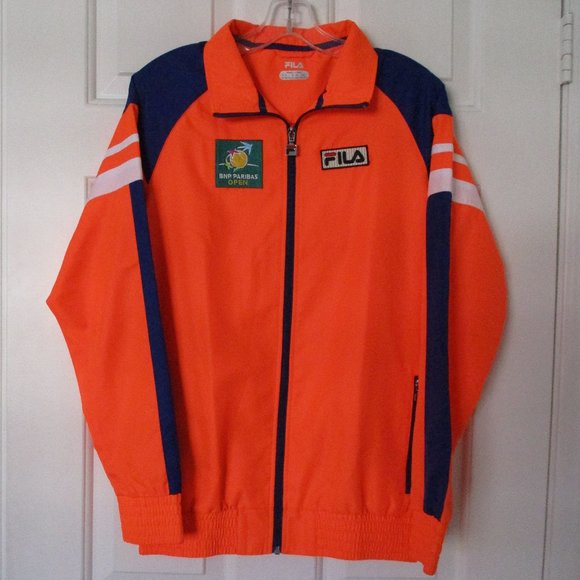 FILA Unisex L/S BNP Paribas Open Full Zip Dayglow Orange Tennis Windbreaker-XXS - Picture 1 of 3